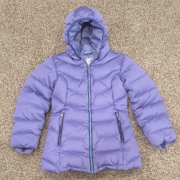 Lands' End Down Hooded Parka Purple Large (6x-7) Puffer Coat - Picture 1 of 12